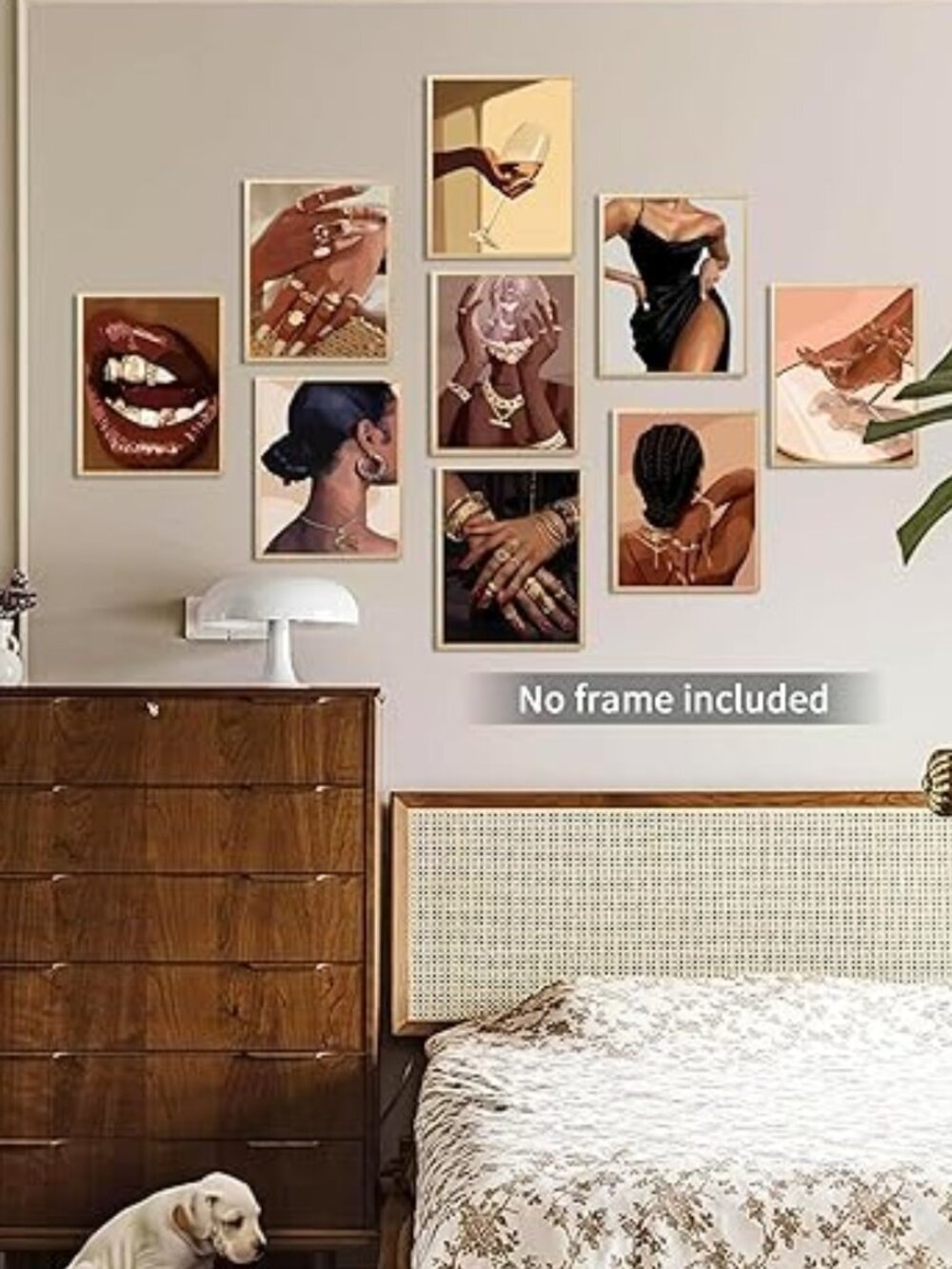 Black Girl Posters Wall Art Set of 9, Abstract African American Woman Canvas Wal
